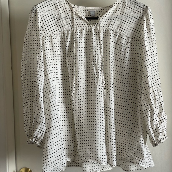 a new day Tops - a new day Black and White Polka Dot Blouse 2X graphic W25.036